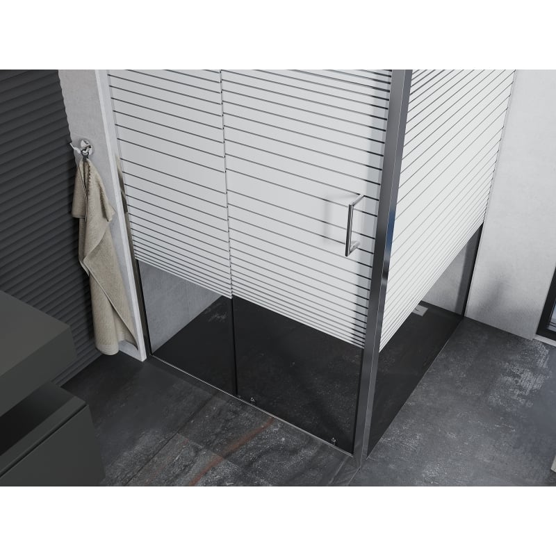 Mexen Apia liuguksedega dušinurk 90 x 90 cm, valged triibud, kroom - 840-090-090-01-20