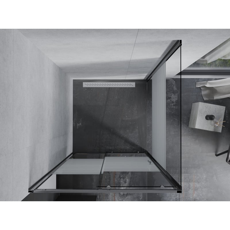 Mexen Apia cabine de duche deslizante 90 x 90 cm, faixas brancas, cromado - 840-090-090-01-20