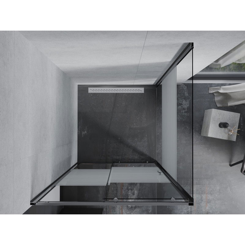 Mexen Apia sliding shower cabin 90 x 90 cm, white stripes, chrome - 840-090-090-01-20