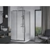 Cabine de douche coulissante Mexen Apia 90 x 90 cm, transparent, chrome + receveur Flat - 840-090-090-01-00-4010