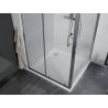 Cabine de douche coulissante Mexen Apia 90 x 90 cm, transparent, chrome + receveur Flat - 840-090-090-01-00-4010