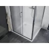 Cabine de douche coulissante Mexen Apia 90 x 90 cm, transparent, chrome + receveur Flat - 840-090-090-01-00-4010