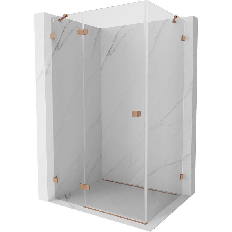 Mexen Lunar Duschkabine linksseitig öffnend 100 x 70 cm, transparent, gebürstetes Kupfer - 834-100-070-65-00-L