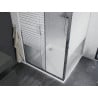 Mexen Apia cabine de douche coulissante 100 x 100 cm, bandes blanches, chrome + receveur plat - 840-100-100-01-20-4010
