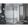 Mexen Apia cabine de douche coulissante 100 x 100 cm, bandes blanches, chrome + receveur plat - 840-100-100-01-20-4010