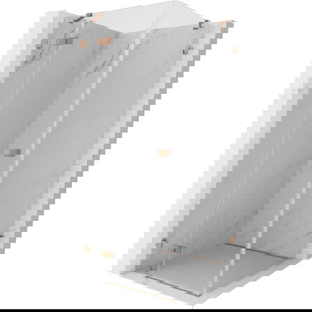 Mexen Lunar douchecabine scharnierend links 100 x 100 cm, transparant, geborsteld koper - 834-100-100-65-00-L