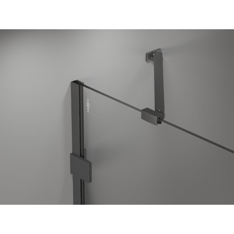 Mexen Lunar dušinurk avaneb vasakule 90 x 80 cm, läbipaistev, pintseldatud relv ja hall - 834-090-080-66-00-L