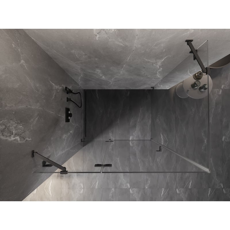 Mexen Lunar cabina doccia a battente sinistra 95 x 80 cm, trasparente, grigio canna di fucile spazzolato - 834-095-080-66-00-L