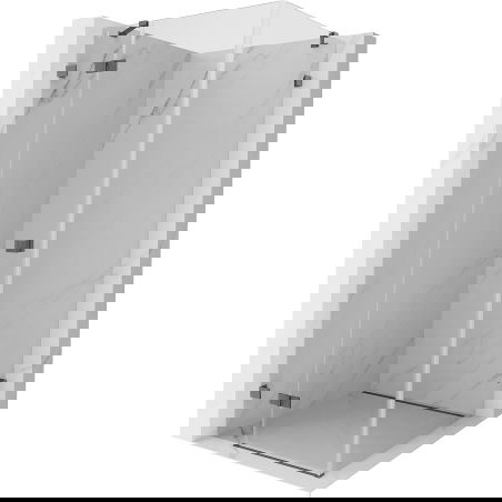 Mexen Lunar Duschkabine schwenkbar links 90 x 90 cm, transparent, gebürstet Gun Gray - 834-090-090-66-00-L