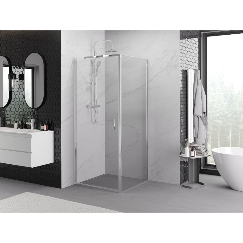 Mexen Exo-B svängbar duschkabin 95 x 95 cm, transparent, krom - 817-095-095-01-00