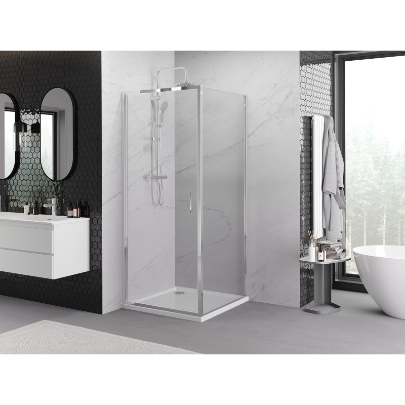 Mexen Exo-B Duschkabine schwenkbar 95 x 95 cm, transparent, Chrom - 817-095-095-01-00