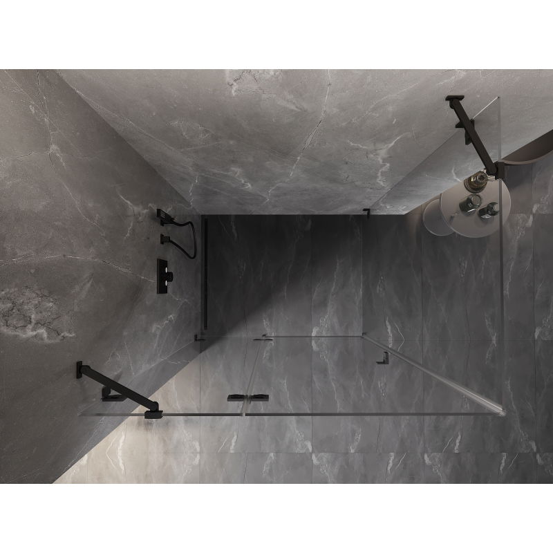 Mexen Lunar Duschkabine links angeschlagen 100 x 90 cm, transparent, schwarz - 834-100-090-70-00-L