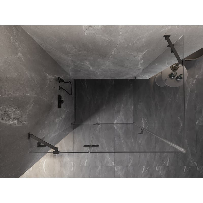 Mexen Lunar cabina de ducha abatible izquierda 100 x 80 cm, transparente, metal gun - 834-100-080-95-00-L