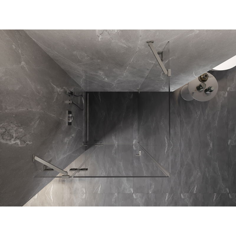 Mexen Lunar kreisā veramā dušas kabīne 80 x 80 cm, caurspīdīgs, matēts niķelis - 834-080-080-97-00-L