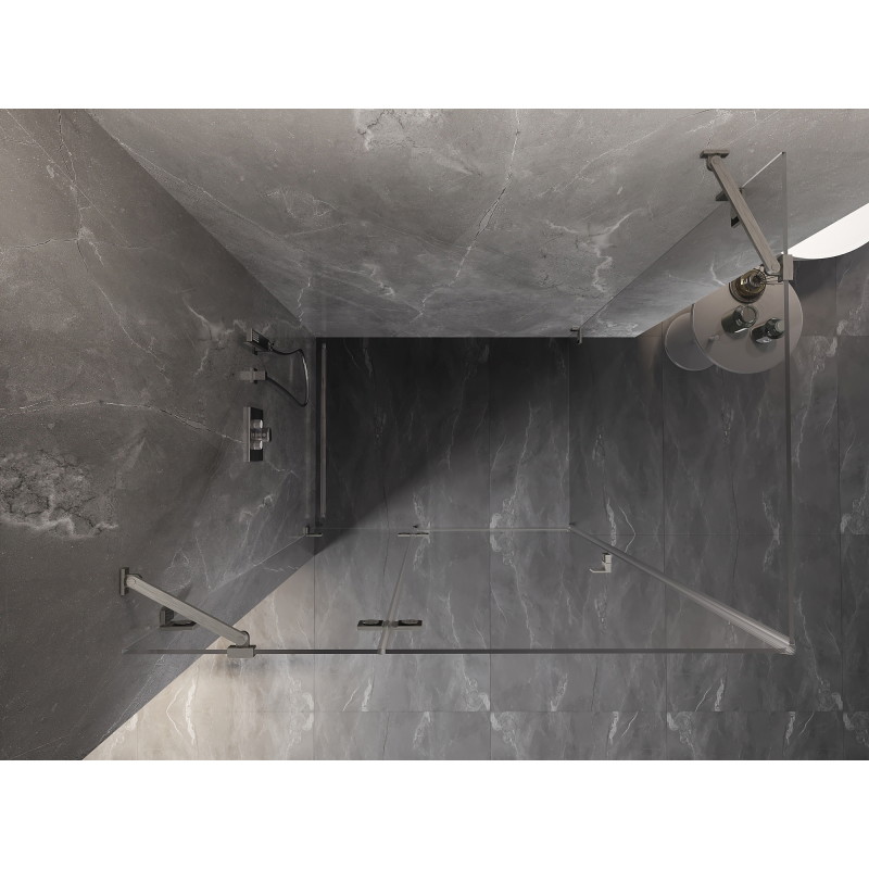 Mexen Lunar left hinged shower enclosure 85 x 80 cm, transparent, brushed nickel - 834-085-080-97-00-L