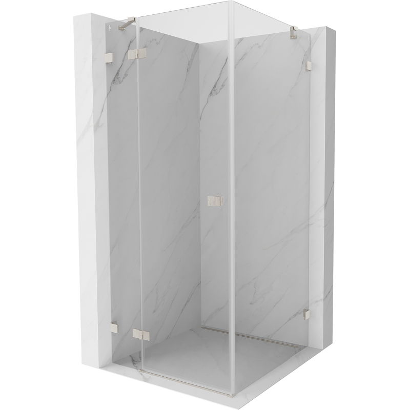 Mexen Lunar douchecabine scharnierend links 100 x 100 cm, transparant, geborsteld nikkel - 834-100-100-97-00-L