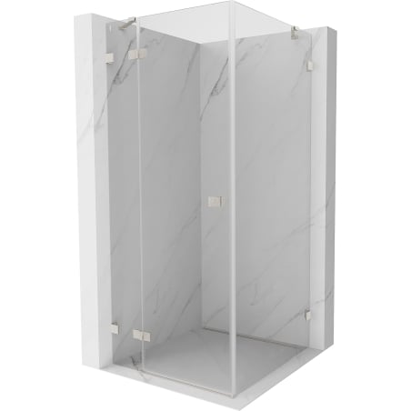 Mexen Lunar left hinged shower enclosure 100 x 100 cm, transparent, brushed nickel - 834-100-100-97-00-L