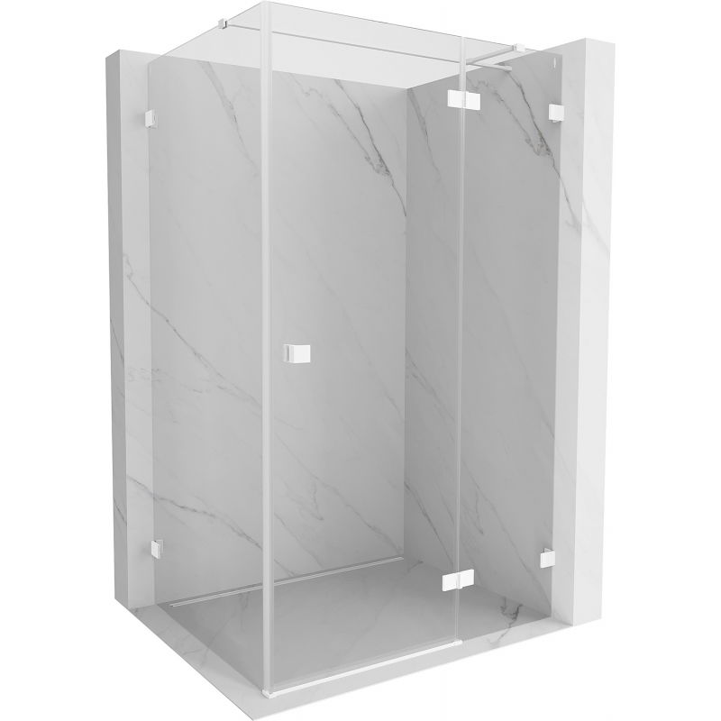 Mexen Lunar T Duschkabine schwenkbar rechts 140 x 80 cm, transparent, weiß - 834T-140-080-20-00-P