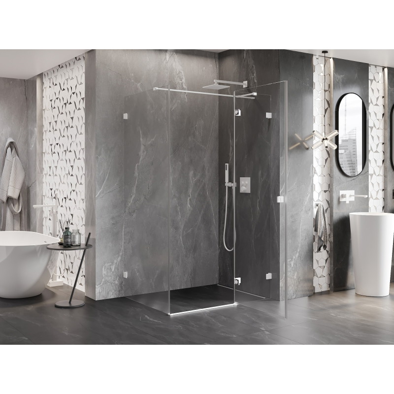 Mexen Lunar T desna zakretna tuš kabina 135 x 90 cm, prozirna, bijela - 834T-135-090-20-00-P