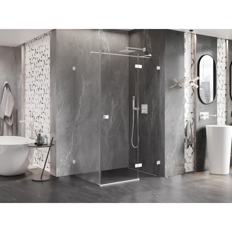Mexen Lunar T desna zakretna tuš kabina 135 x 90 cm, prozirna, bijela - 834T-135-090-20-00-P