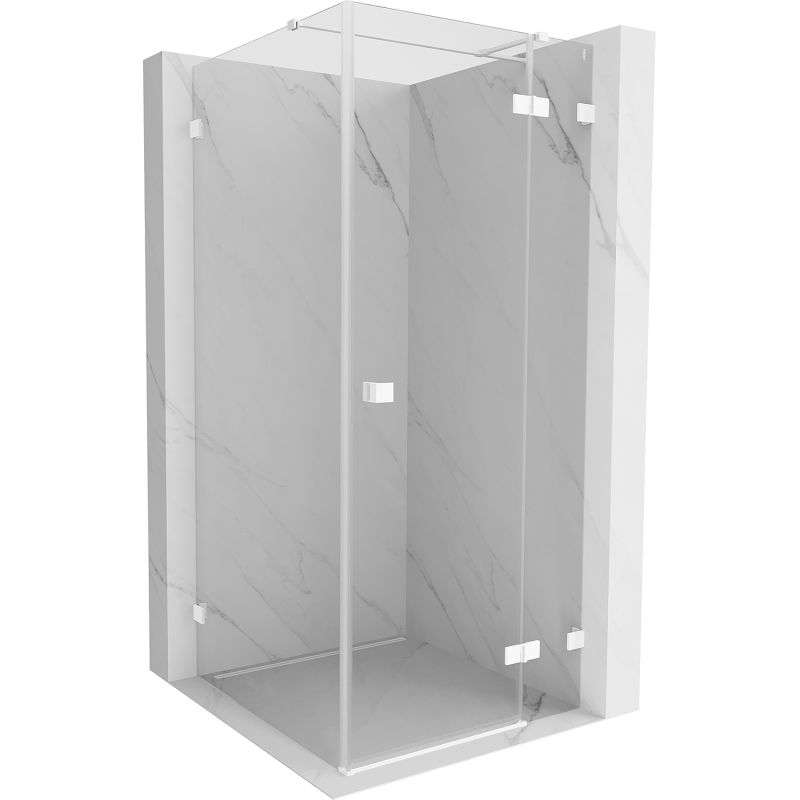 Mexen Lunar T Duschkabine schwenkbar rechts 120 x 120 cm, transparent, weiß - 834T-120-120-20-00-P