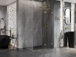 Mexen Lunar T douchecabine scharnierend rechts 110 x 70 cm, transparant, goud - 834T-110-070-50-00-P