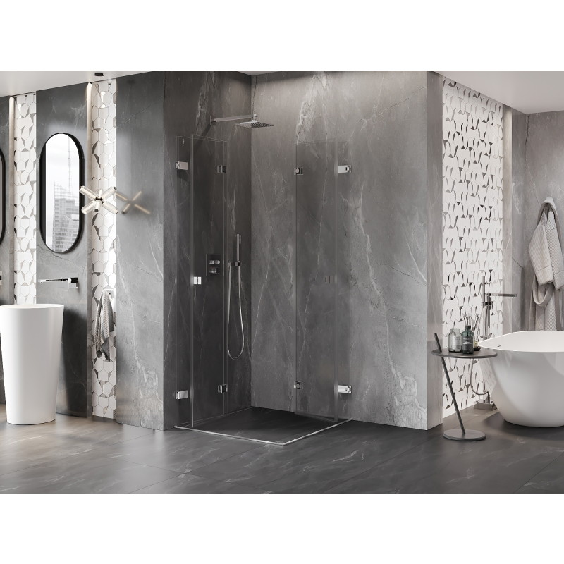 Mexen Lunar-F Duo kokkuvolditav dušinurk 85 x 85 cm, läbipaistev, kroom - 836-085L-085P-01-00