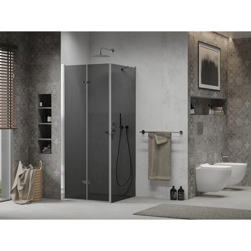 Mexen Lima 100 x 100 cm Folding Shower Cabin, Graphite, Chrome - 856-100-100-01-40