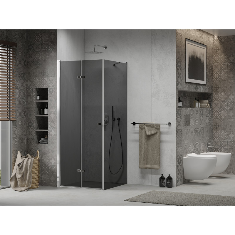 Mexen Lima inklapbare douchecabine 100 x 100 cm, grafiet, chroom - 856-100-100-01-40