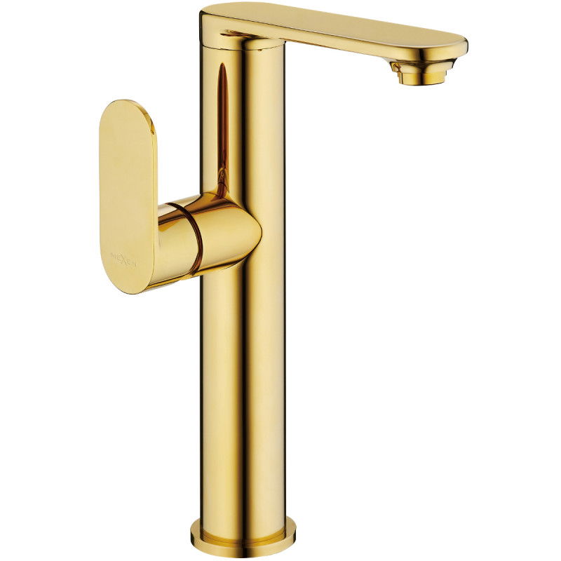 Mexen Milo rubinetto lavabo alto con maniglia laterale, oro - 71315-50