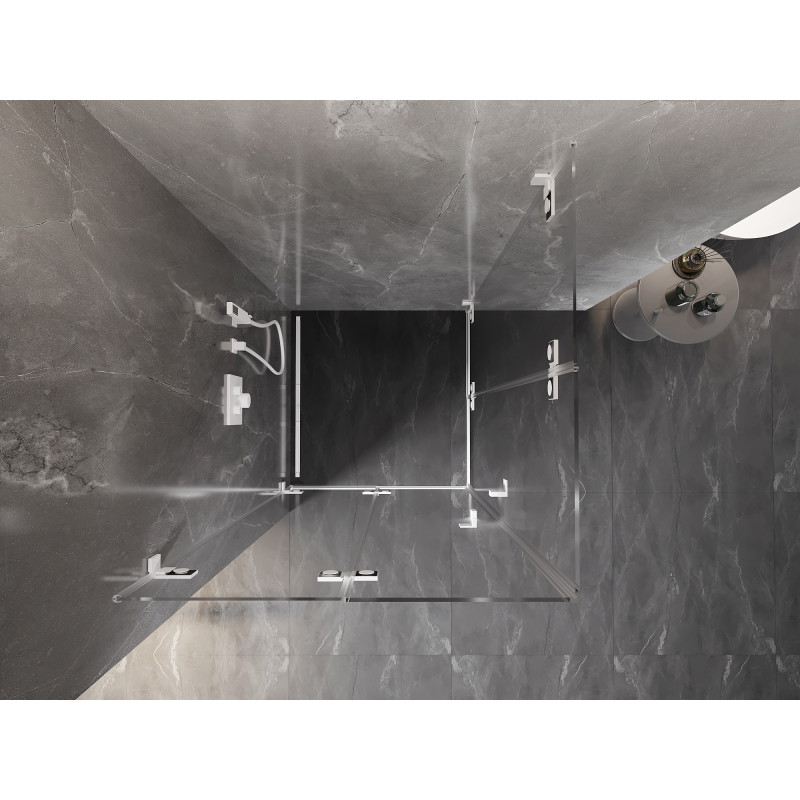 Mexen Lunar-F Zložljiva tuš kabina Duo 90 x 90 cm, prozorna, bela - 836-090L-090P-20-00