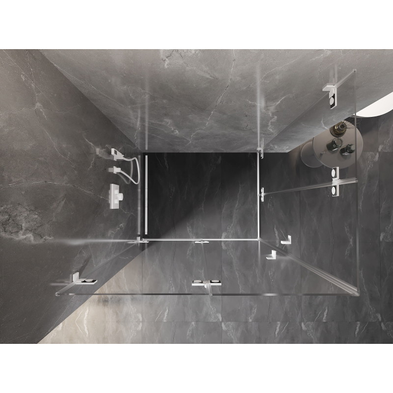 Mexen Lunar-F Duo pregibna tuš kabina 100 x 85 cm, prozorna, bela - 836-100L-085P-20-00