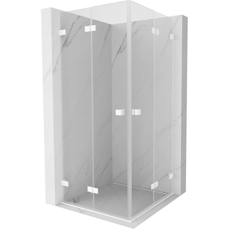 Mexen Lunar-F Duo vouwdeur douchecabine 100 x 100 cm, transparant, wit - 836-100L-100P-20-00