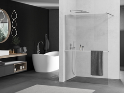 Mexen Kioto+ cloison de douche avec étagère Walk-in 70 x 200 cm, transparent, chrome - 800-070-121-01-00