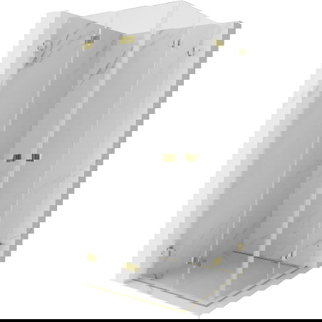 Mexen Lunar-F Duo kabina za prhanje, zložljiva 90 x 90 cm, prozorna, zlata - 836-090L-090P-50-00