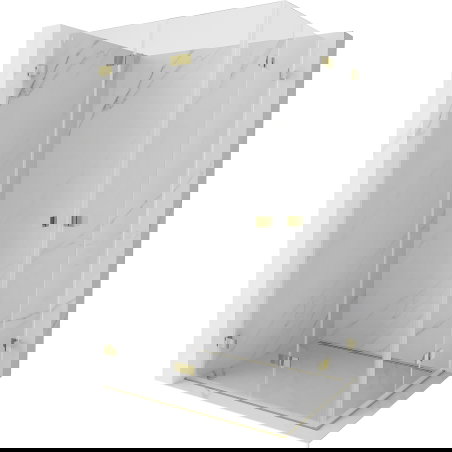 Mexen Lunar-F Duo folding shower cabin 100 x 70 cm, transparent, gold - 836-100L-070P-50-00