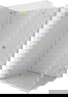 Mexen Lunar-F Διπλή πτυσσόμενη καμπίνα ντους 100 x 85 cm, διαφανής, χρυσή