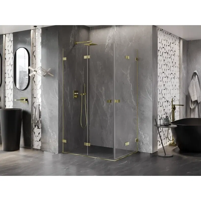 Mexen Lunar-F Duo cabine de douche pliante 100 x 90 cm, transparent, or - 836-100L-090P-50-00