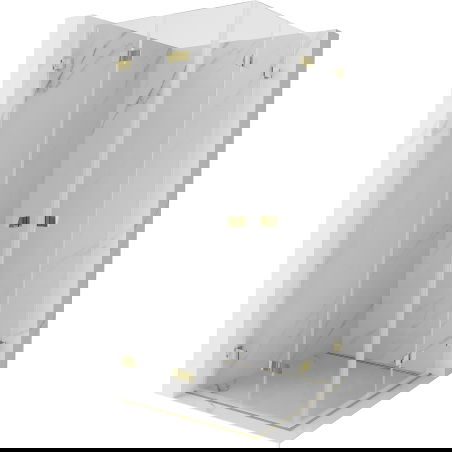 Mexen Lunar-F Duo vikbar duschkabin 100 x 100 cm, transparent, guld - 836-100L-100P-50-00