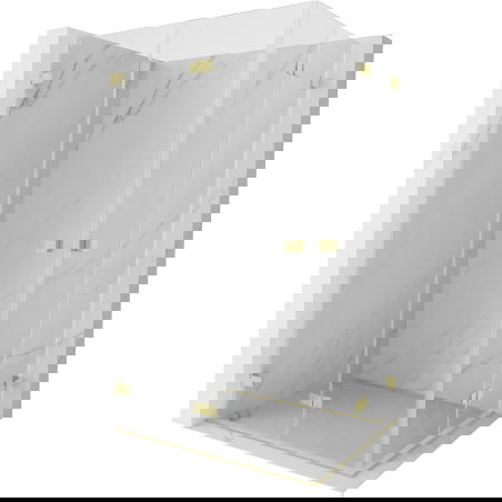 Mexen Lunar-F Duo opvouwbare douchecabine 80 x 75 cm, transparant, geborsteld goud - 836-080L-075P-55-00