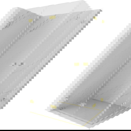 Mexen Lunar-F Duo zložljiva tuš kabina 80 x 75 cm, prozorna, brušena zlata - 836-080L-075P-55-00