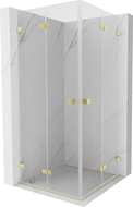 Mexen Lunar-F Duo inklapbare douchecabine 80 x 80 cm, transparant, geborsteld goud - 836-080L-080P-55-00