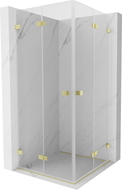 Mexen Lunar-F Duo cabine de douche pliante 90 x 90 cm, transparente, or brossé - 836-090L-090P-55-00