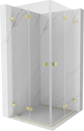 Mexen Lunar-F Duo sklopiva tuš kabina 90 x 90 cm, prozirna, zlatno brušena - 836-090L-090P-55-00