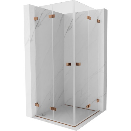 Mexen Lunar-F Duo kokkupandav dušinurk 70 x 70 cm, läbipaistev, roosa kuld - 836-070L-070P-60-00