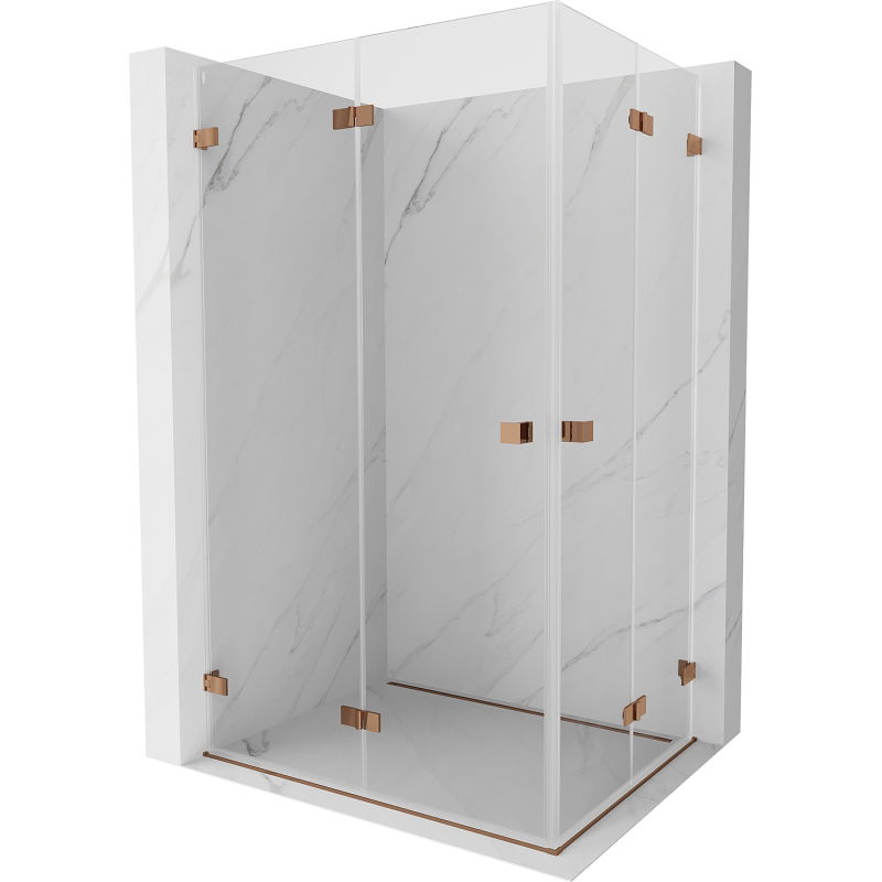 Mexen Lunar-F Duo faltbare Duschkabine 75 x 70 cm, transparent, Roségold - 836-075L-070P-60-00