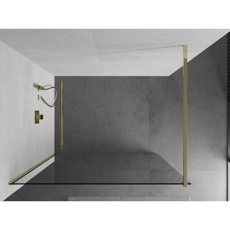 Mexen Kioto Walk-in Shower Wall 50 x 200 cm, Transparent 8 mm, Gold - 800-050-101-50-00