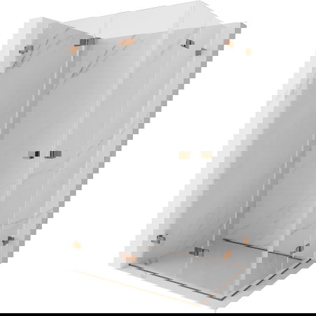 Mexen Lunar-F Διπλή πτυσσόμενη καμπίνα ντους 80 x 75 cm, διαφανής, ροζ χρυσό