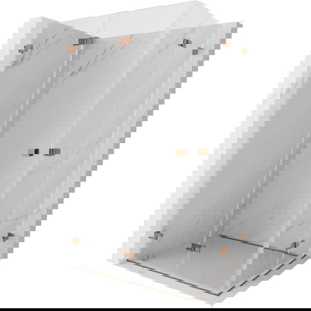 Mexen Lunar-F Duo vikbar duschkabin 90 x 70 cm, transparent, roséguld - 836-090L-070P-60-00