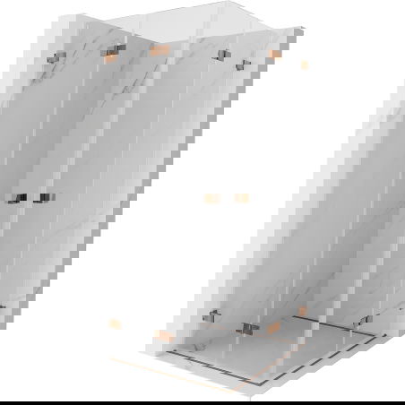 Mexen Lunar-F Διπλή πτυσσόμενη καμπίνα ντους 90 x 90 cm, διάφανη, ροζ χρυσό